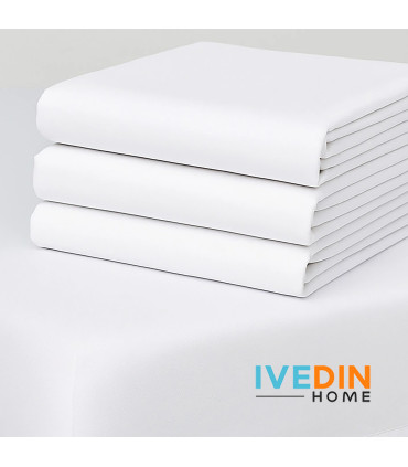 Lençol-Capa Ajustável BRANCO para Hotelaria | MISTURA 50% Poliéster 50% Algodão | 150 Fios e 115 g/m²