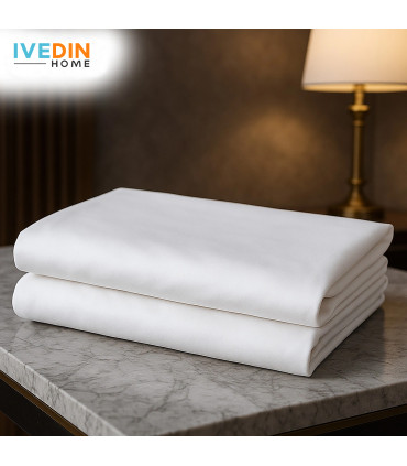 High-End White Poplin Flat Sheet | 100% Cotton | 200 Threads and 135 g/m²
