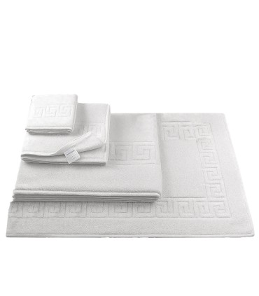 Toalla Blanca Hostelería 450 g/m² | 90% Algodón 10% Poliéster | Con Greca | Barata y Muy Resistente