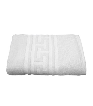 Toalla Blanca Hostelería 450 g/m² | 100% Algodón Puro | Con Greca | Alta Absorción y Resistencia | Básica de Hotel