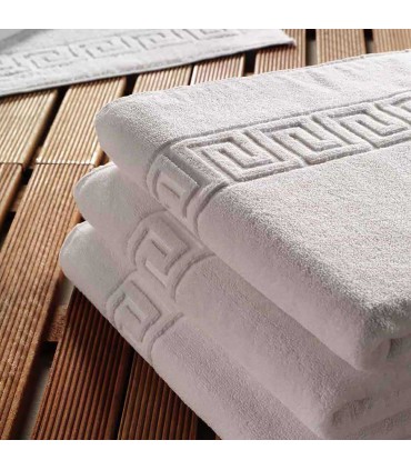 Tapis de Bain Blanc 650 g/m² | 90% Coton 10% Polyester | Avec Frise | Très Résistant et Absorbant