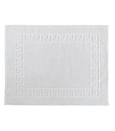 Tappetino Bagno Bianco 650 g/m² | 90% Cotone 10% Poliestere | Con Greca | Molto Resistente e Assorbente