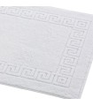Pakke med 10 Badematter 650 g/m² 100% Bomull | Hvit med Gresk Bord | Svært Absorberende og Myk