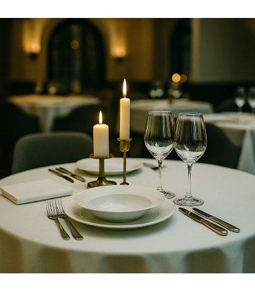 BASIC Plain Satin Tablecloth 50/50 Cotton-Polyester WHITE | 240 g/m² | English Corner | Made to Measure