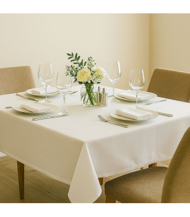 BASIC Plain Satin Tablecloth 50/50 Cotton-Polyester WHITE | 240 g/m² | English Corner | Made to Measure